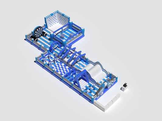PVC εμπορικά φουσκωτά εμπόδια μαθήματα μπλε & λευκό προσαρμοσμένο