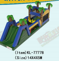 Τροπική φουσκωτή παιδική χαρά: Ένα διασκεδαστικό εμπόδιο με θέμα ζούγκλας και φοίνικες